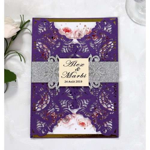 Wedding Invitation Rectangle Slap-up Invitation Card Laser Holiday Card With  Paper Tape